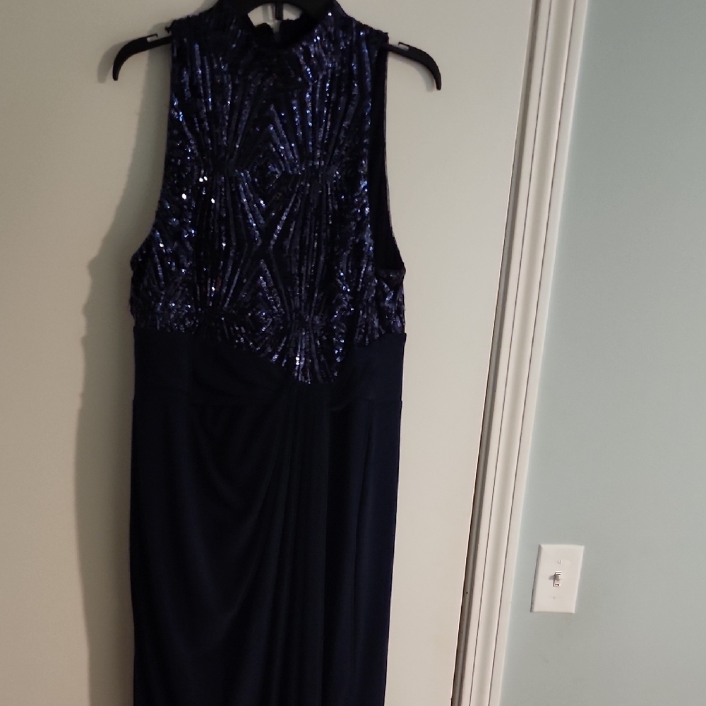 Elegant Navy Sequin Gown